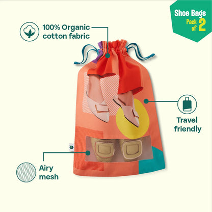 Sole Sisters! Shoe Bags, 100% Organic Cotton, Pack of 2