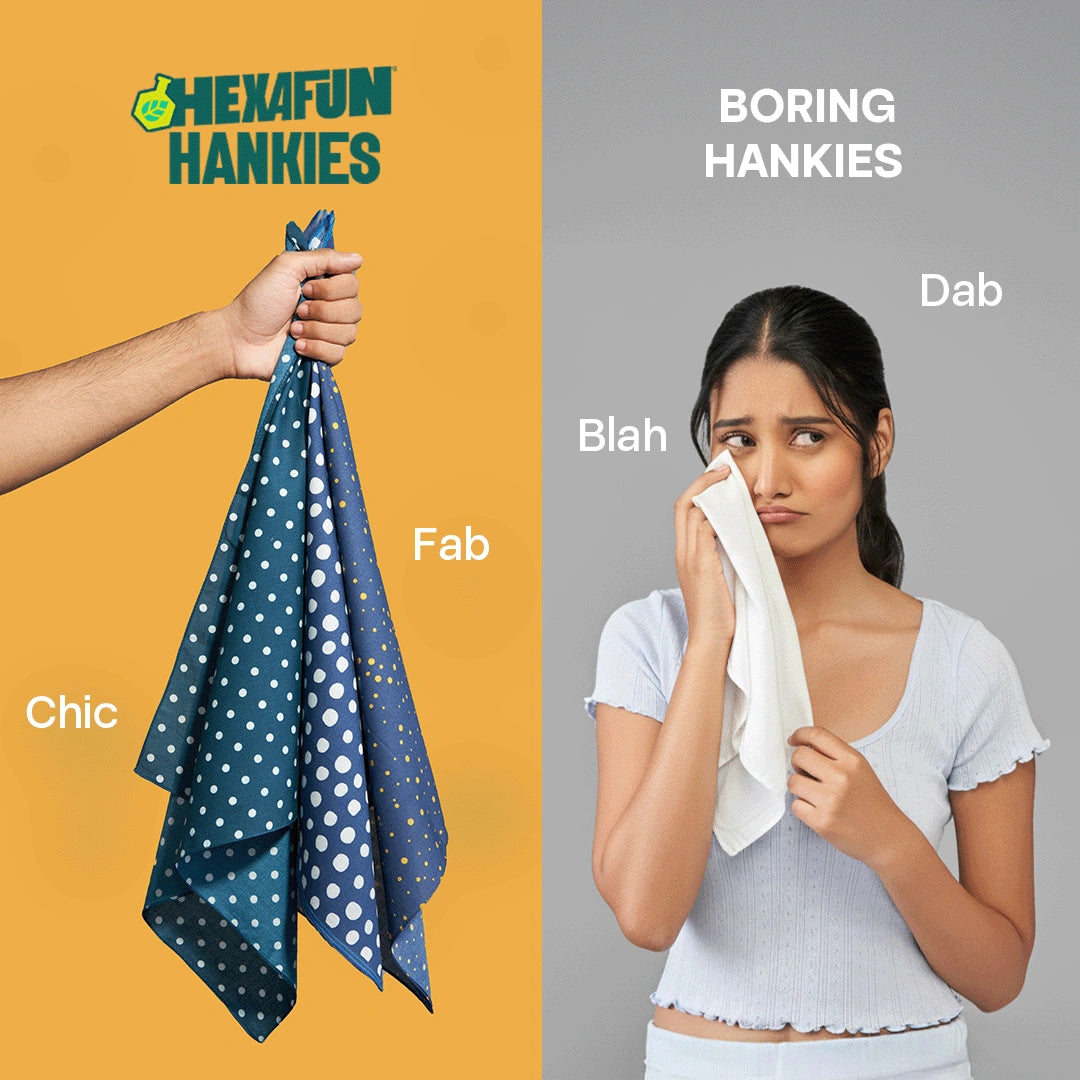 Style O'Clock! Unisex Hankies, 100% Organic Cotton, Pack of 7