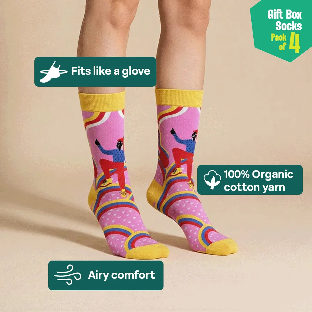 Love Is Love! Unisex Crew Length Socks, 100% Organic Cotton, Gift Box of 4