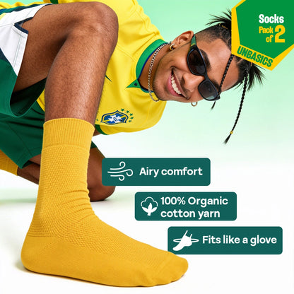 Samba Spirit! Unisex Socks, 100% Organic Cotton, Crew Length, Pack of 2