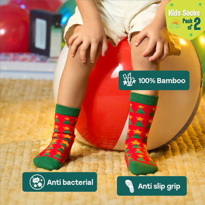 Merry Mischief! Unisex Kid's Socks, 100% Bamboo, Crew Length, Pack of 2