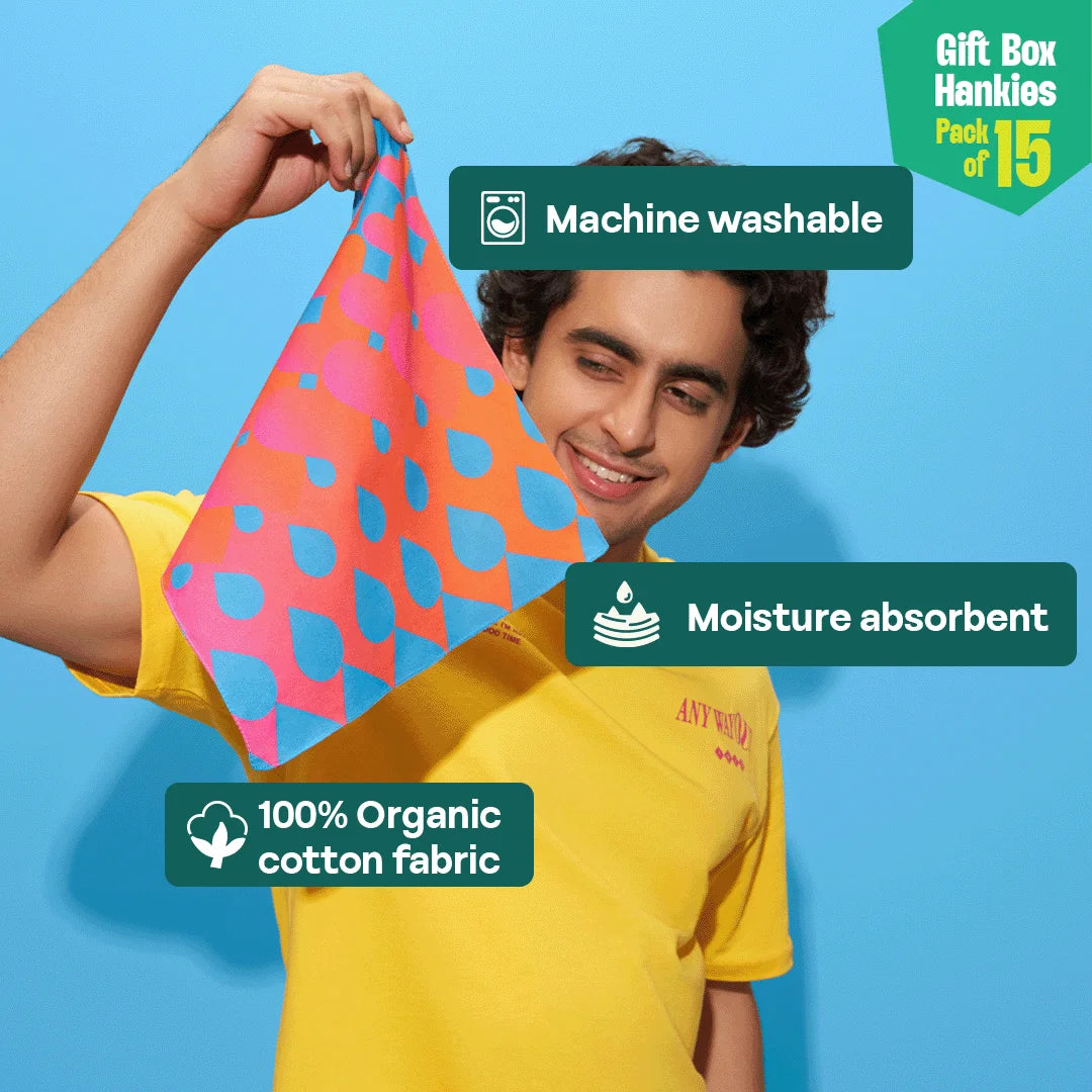 Sweet Spot! Unisex Hankies, 100% Organic Cotton, Gift Box of 15