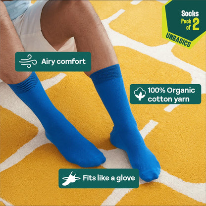 Feeling Blue! Unisex Socks, 100% Organic Cotton, Crew Length, Pack of 2