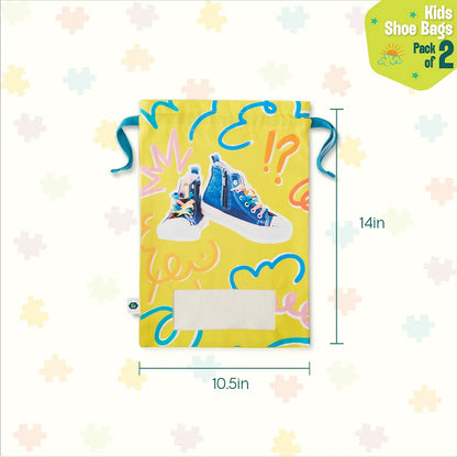 Mini Trekkers! Unisex Kid's Shoe Bags, 100% Organic Cotton, Pack of 2