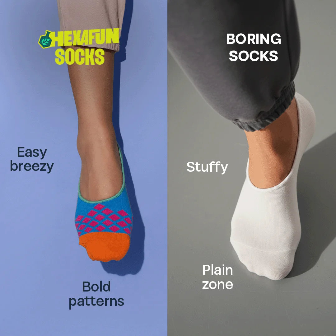 Stenciled! Unisex Socks, 100% Organic Cotton, No Show, Pack of 2