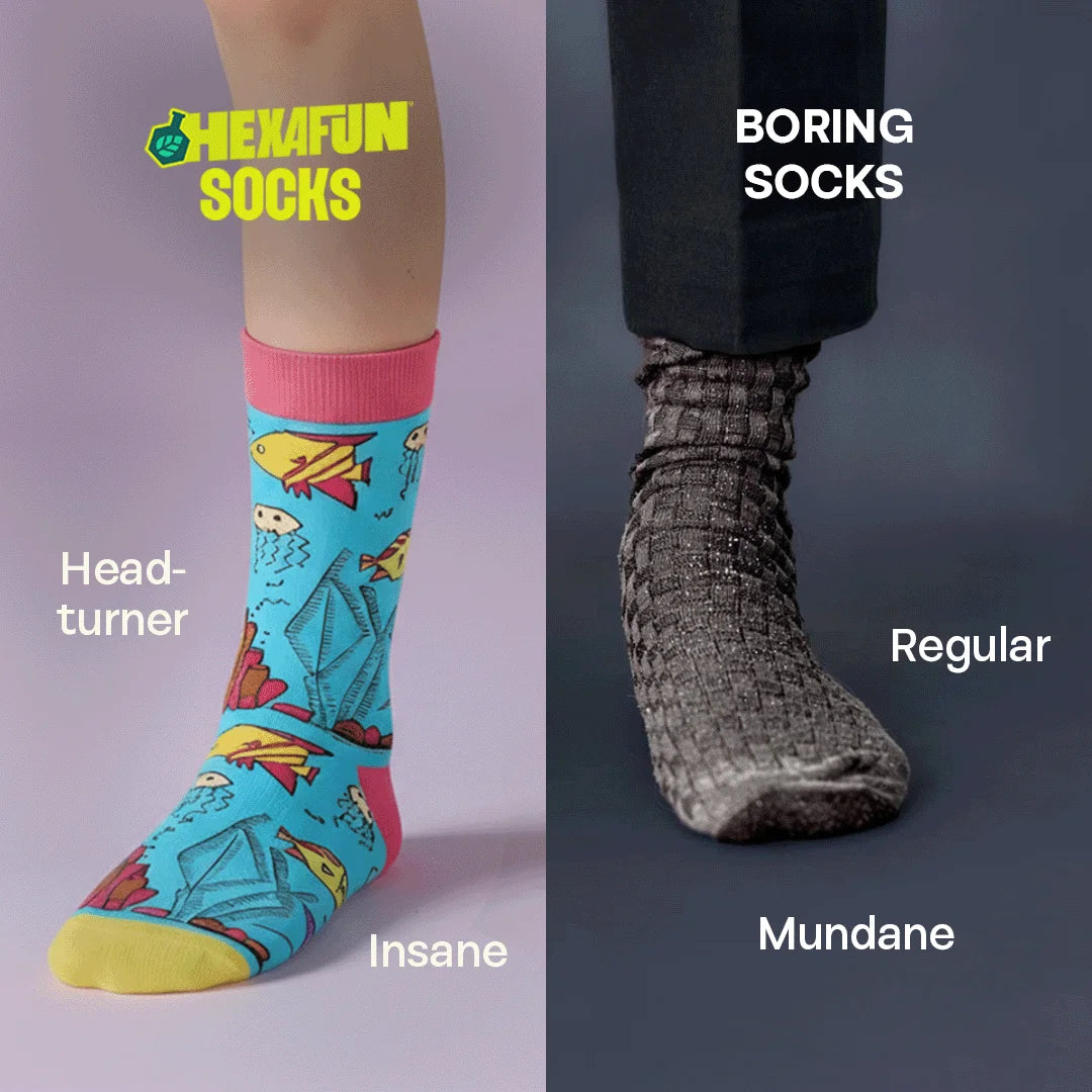 Fashion Fusion! Unisex Socks, 100% Bamboo, Crew Length, Pack of 5