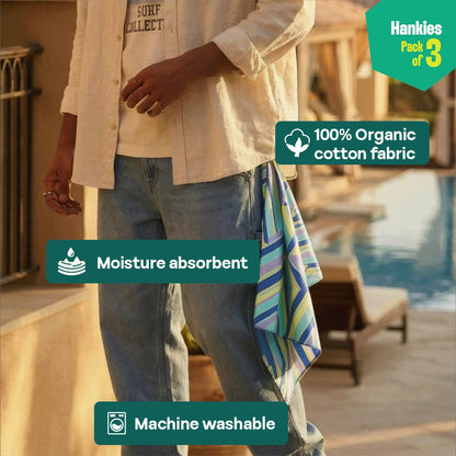 Pattern Flex! Unisex Hankies, 100% Organic Cotton, Pack of 3