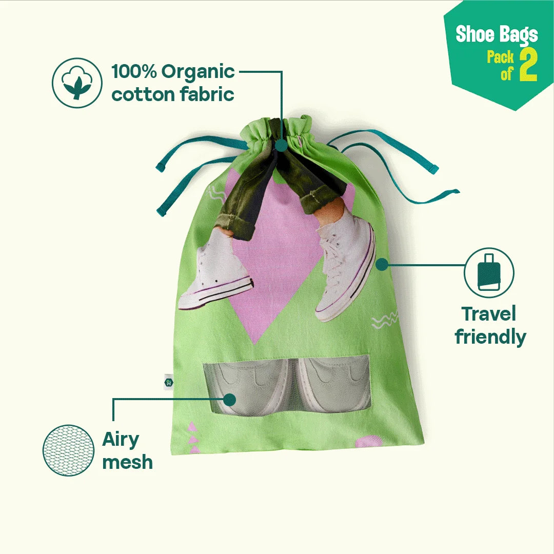 Shoe-keeper! Shoe Bags, 100% Organic Cotton, Pack of 2