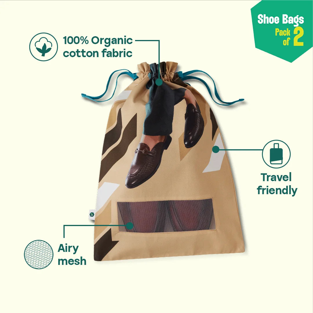 Re-boot! Shoe Bags, 100% Organic Cotton, Pack of 2