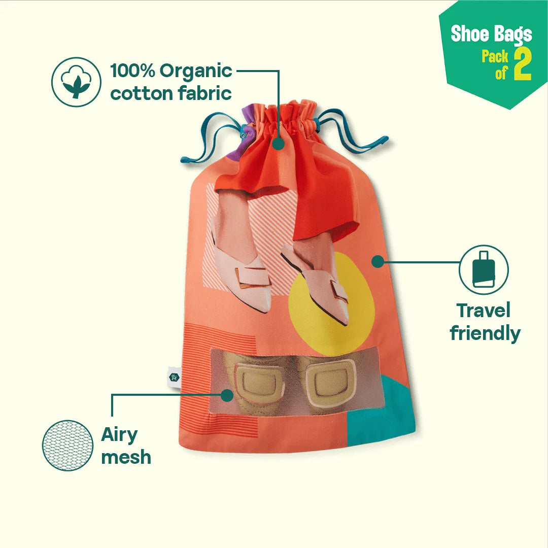 Belly Magic! Shoe Bags, 100% Organic Cotton, Pack of 2