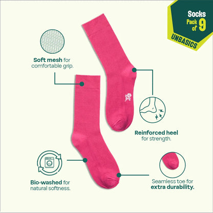 Pastel Spring! Unisex Socks, 100% Organic Cotton, Crew Length, Pack of 9