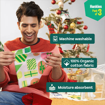 Sleigh Riders! Unisex Hankies, 100% Organic Cotton, Pack of 3