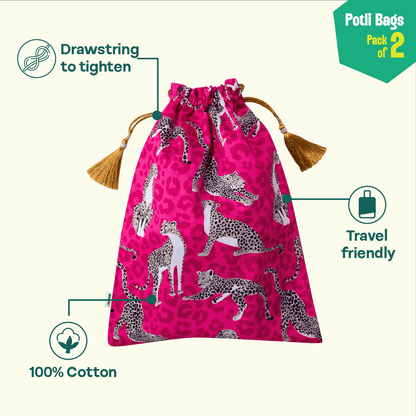 Claw-some! Unisex Potli Bags, 100% Cotton, Pack of 2