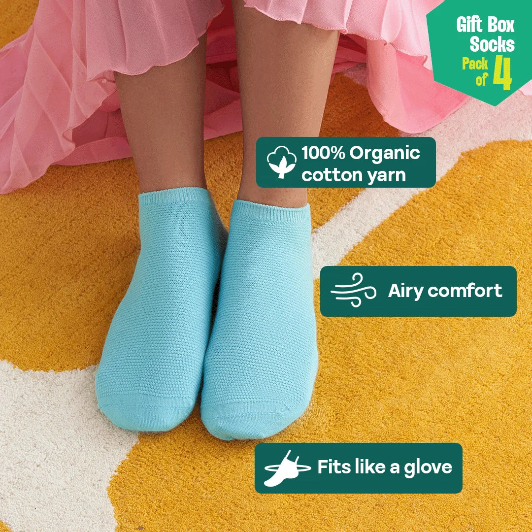 Pout It Out! Unisex Ankle Length Socks, 100% Organic Cotton, Gift Box of 4