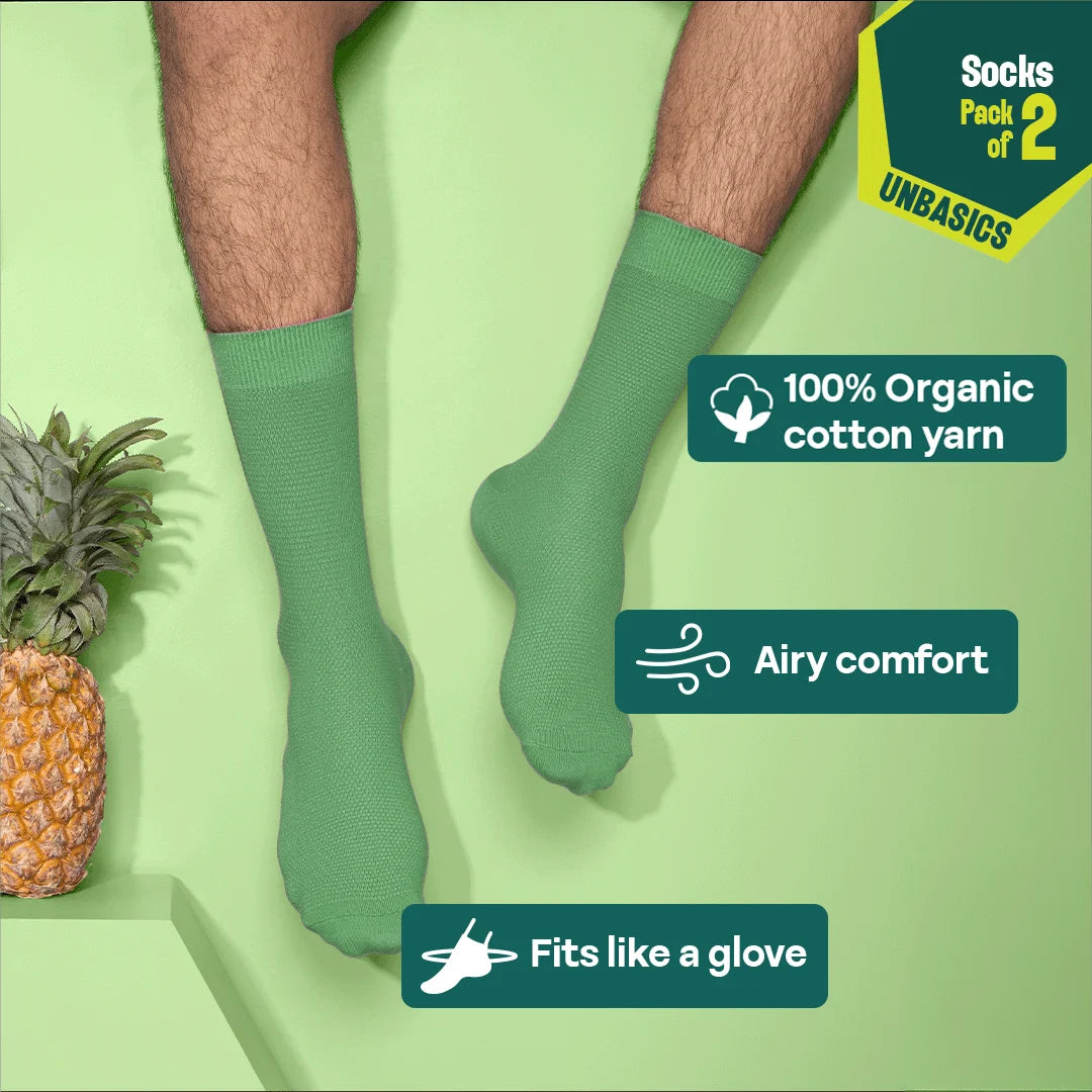 Green-ific! Unisex Socks, 100% Organic Cotton, Crew Length, Pack of 2