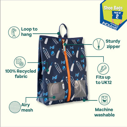 Get. Set. Ready! 100% Recycled Fabric, Unisex Shoe Bags, Pack of 2