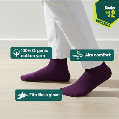 Purple Mania! Unisex Socks, 100% Organic Cotton, Crew Length, Pack of 2