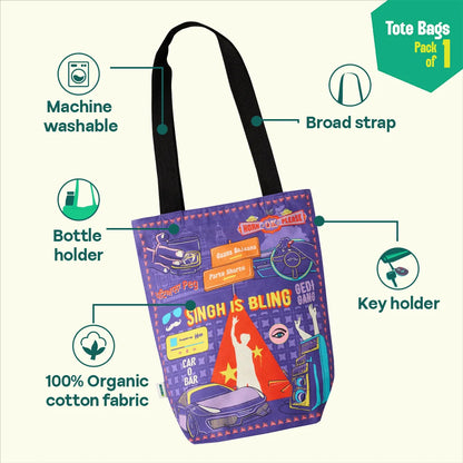Singh Is Bling! Canvas Tote Bag, 100% Organic Cotton, Pack of 1