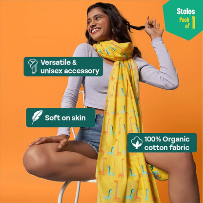 DND! Do Not Dino Me! Women's Stole, 100% Organic Cotton, Pack of 1