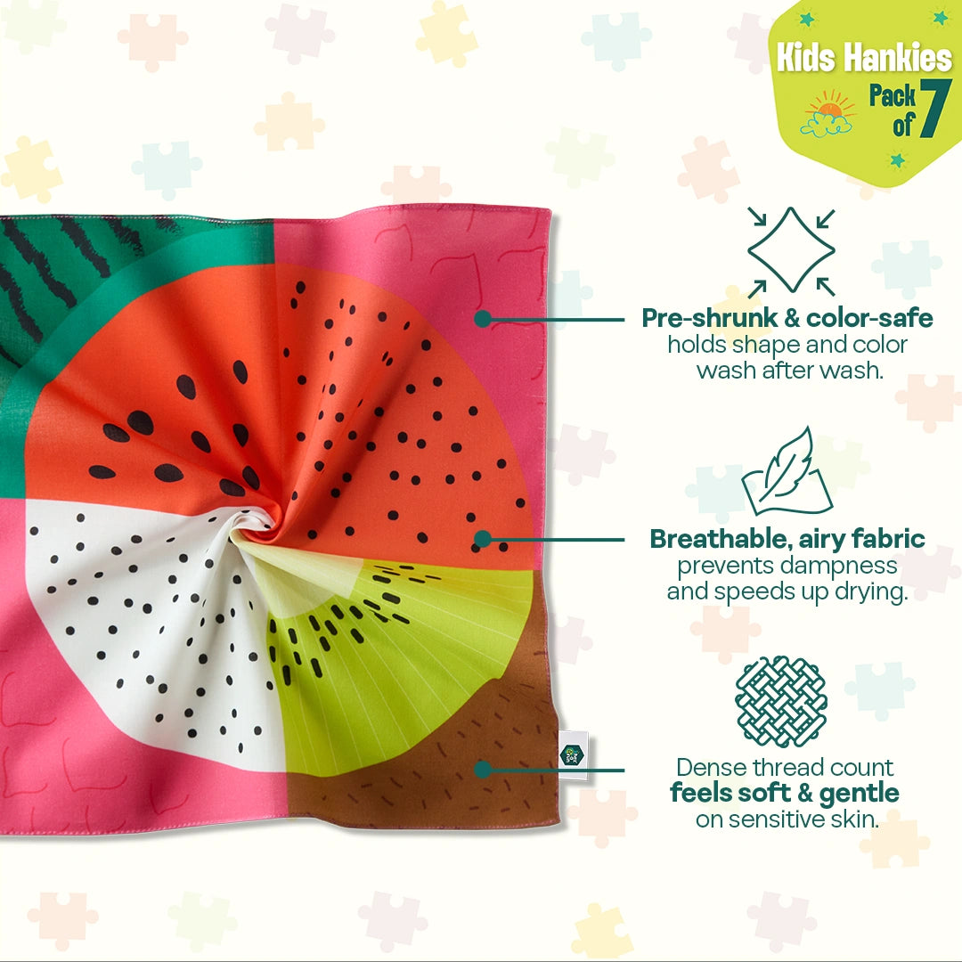 Crafty Games! Unisex Kid's Hankies, 100% Organic Cotton, Pack of 7