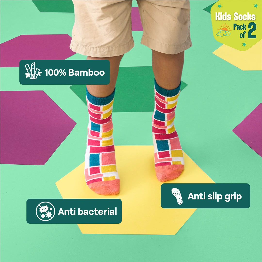Wonderland! Unisex Kid's Socks, 100% Bamboo, Crew Length, Pack of 2