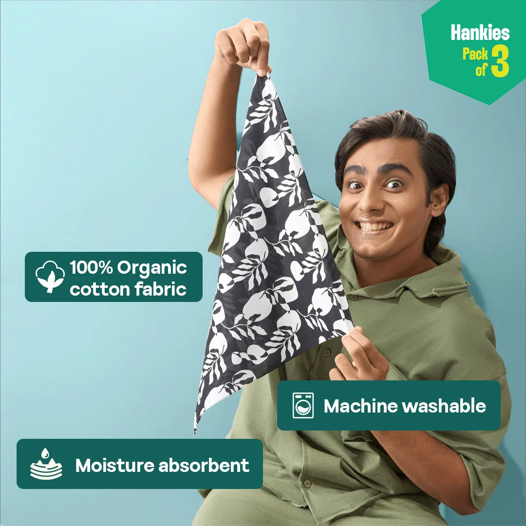 Black Magic! Unisex Hankies, 100% Organic Cotton, Pack of 3