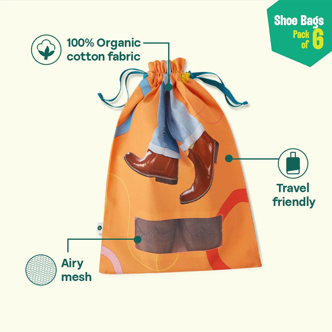 The Walking Company! Shoe Bags, 100% Organic Cotton, Pack of 6