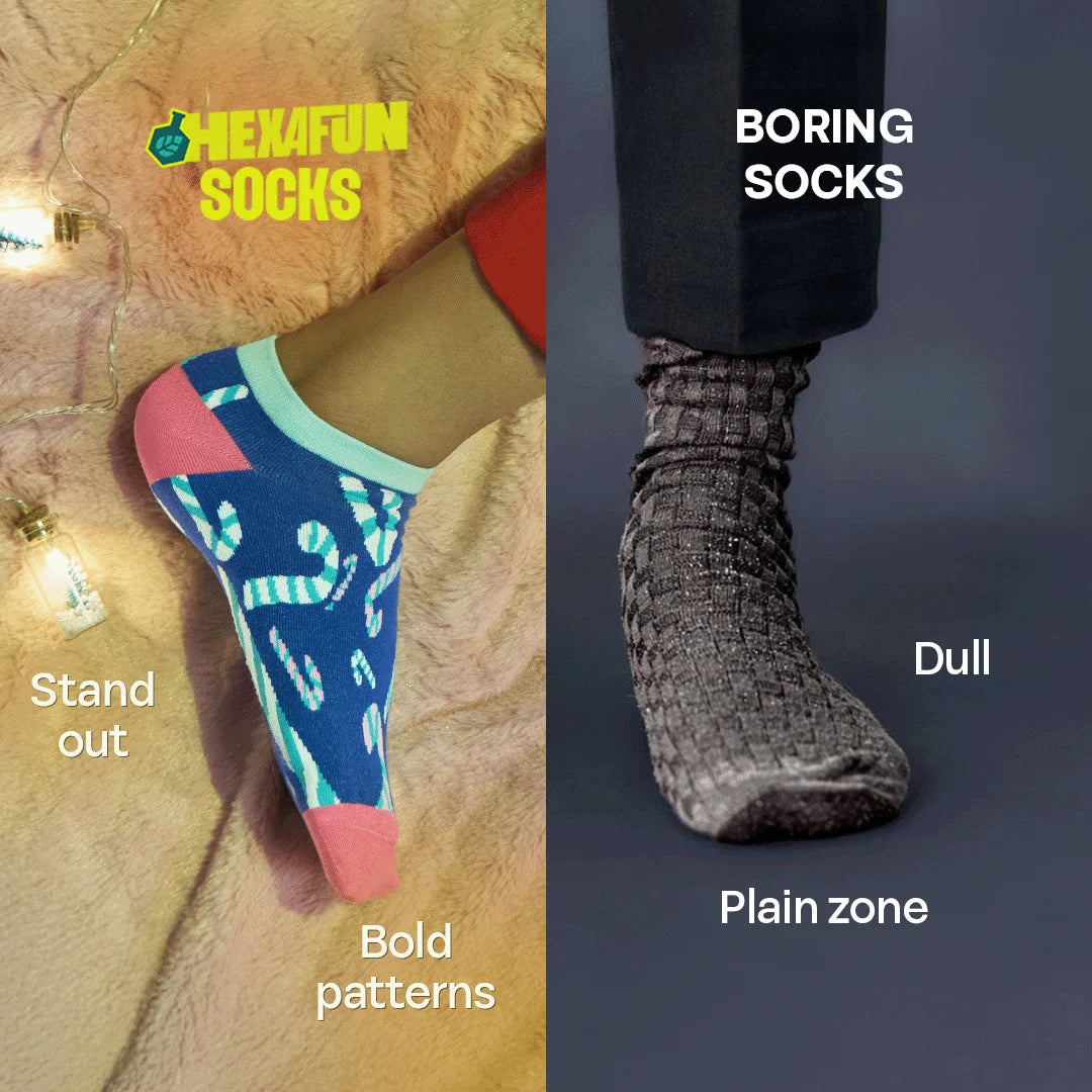 Christmas Punch! Unisex Socks, 100% Organic Cotton,  Ankle Length, Pack of 5
