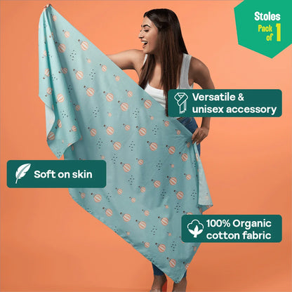 BTW! Balloon The Way! Women's Stole, 100% Organic Cotton, Pack of 1