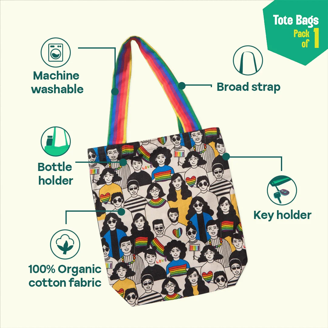 Celebrate Love! Canvas Tote Bags, 100% Organic Cotton, Pack of 1