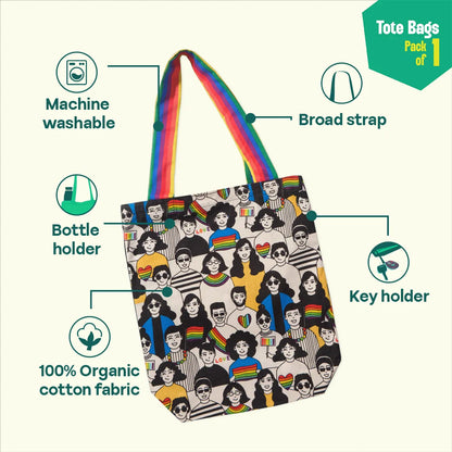 Celebrate Love! Canvas Tote Bags, 100% Organic Cotton, Pack of 1