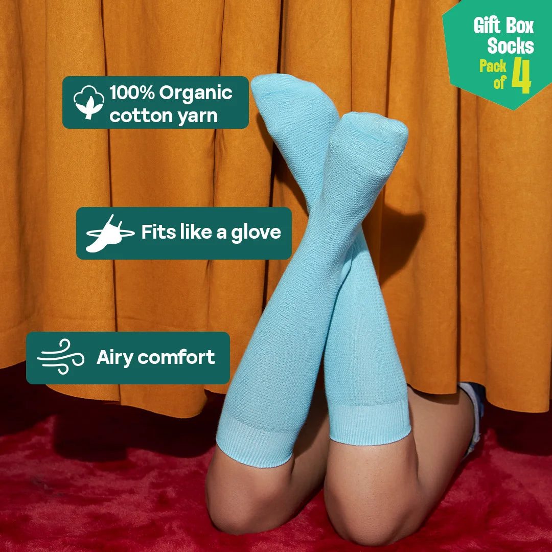 Pout It Out! Unisex Crew Length Socks, 100% Organic Cotton, Gift Box of 4