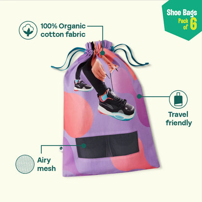 Sneaker Addiction! Shoe Bags, 100% Organic Cotton, Pack of 6