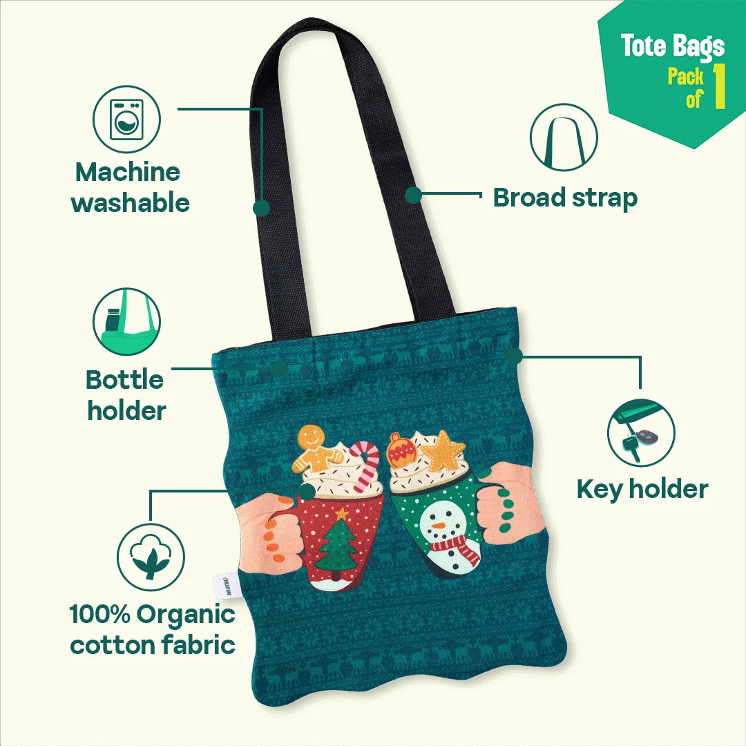 Steamy Sips! Canvas Tote Bags, 100% Organic Cotton, Pack of 1