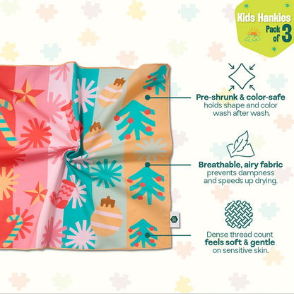 Sant-astic! Unisex Kid's Hankies, 100% Organic Cotton, Pack of 3