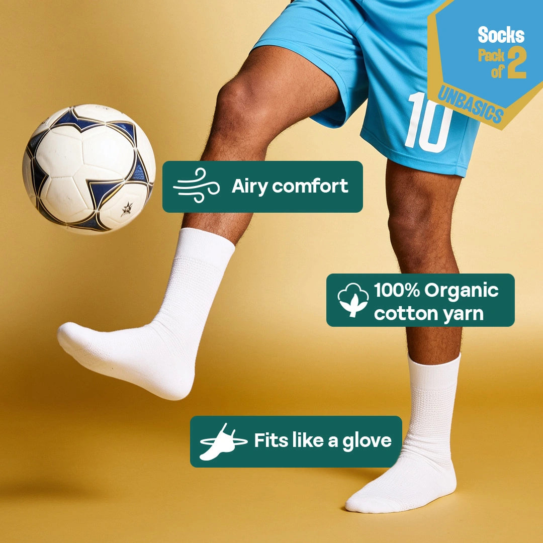 Three Stars! Unisex Socks, 100% Organic Cotton, Crew Length, Pack of 2