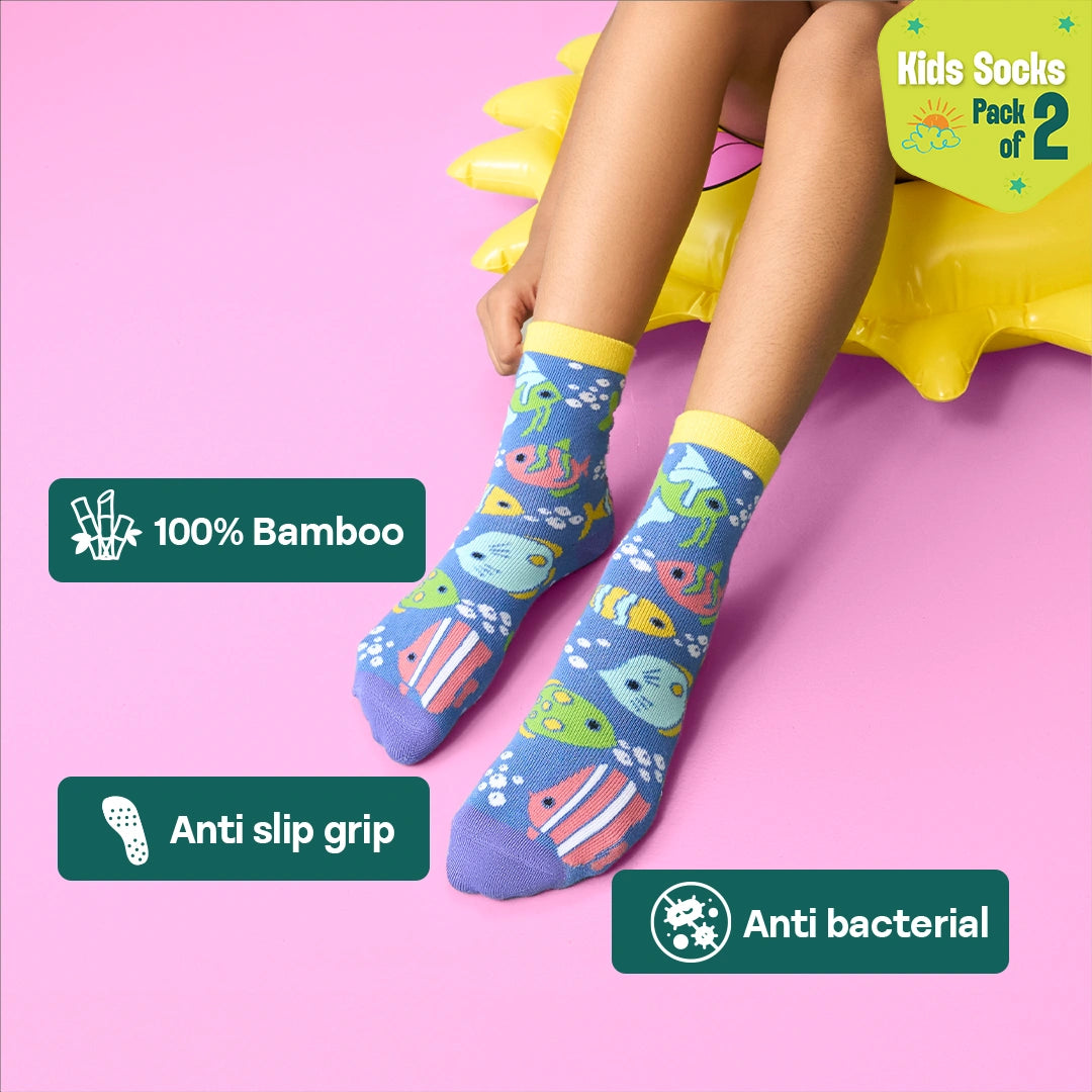 Sea World! Unisex Kid's Socks, 100% Bamboo, Crew Length, Pack of 2