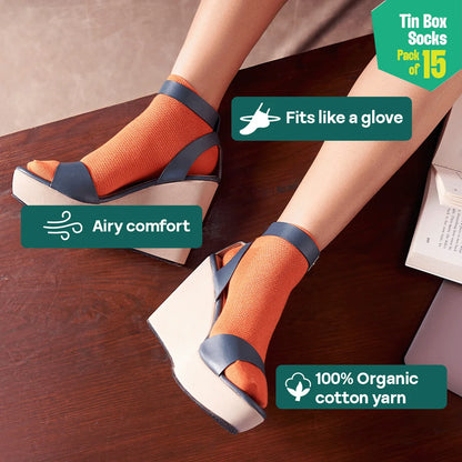 Rule Breakers! Tin Gift Box, Unisex Ankle Length Socks, 100% Organic Cotton, Box Of 15