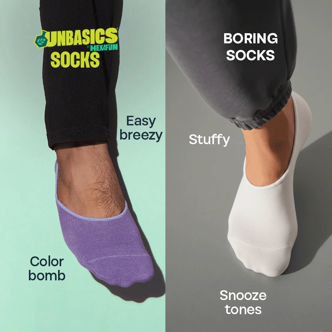 Color Con! Unisex Socks, 100% Organic Cotton, No Show, Pack of 2