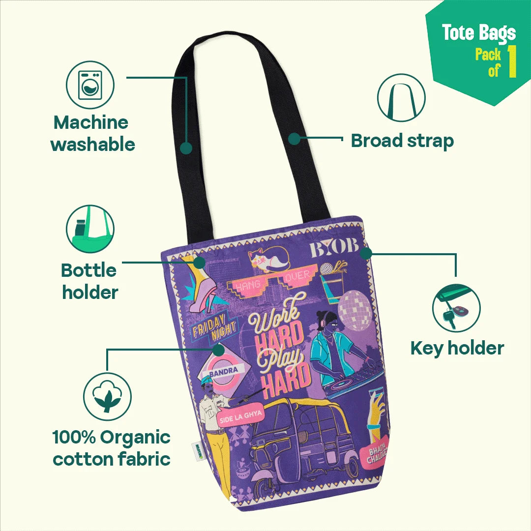 Hustler Bhidu! Canvas Tote Bag, 100% Organic Cotton, Pack of 1