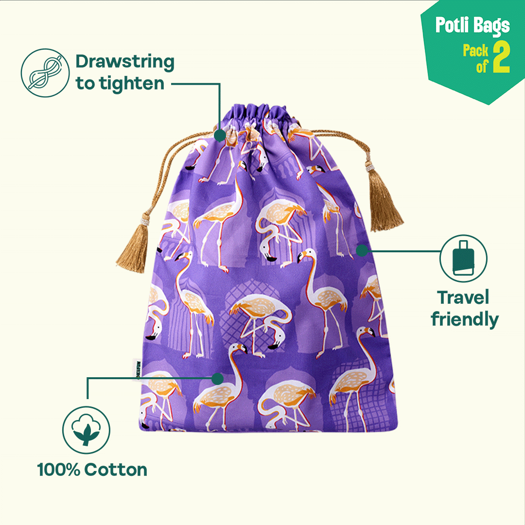 Light As Feather! Unisex Potli Bags, 100% Cotton, Pack of 2