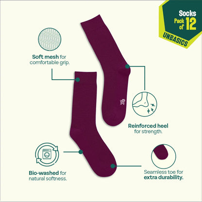 Mood Board! Unisex Socks, 100% Organic Cotton, Crew Length, Pack of 12