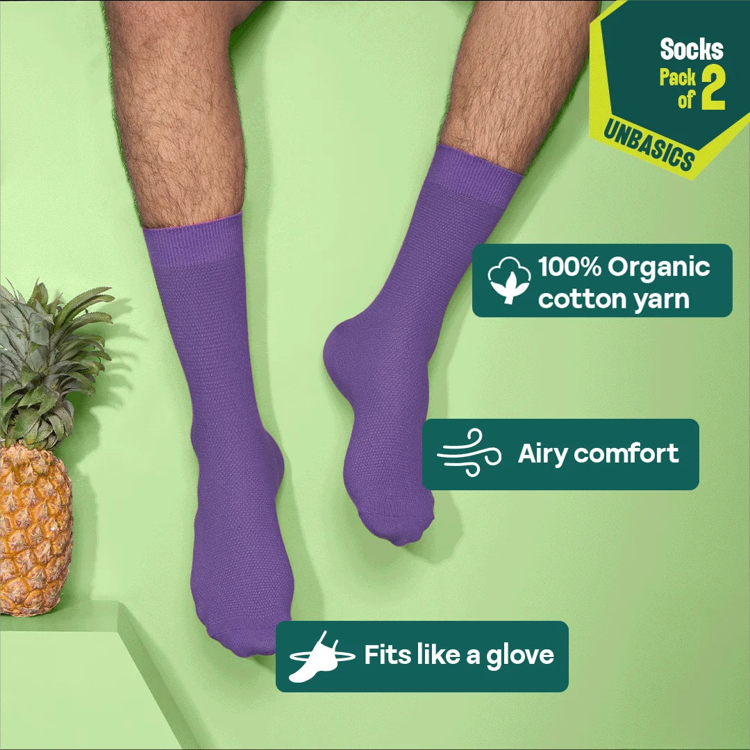 Northern Lights! Unisex Socks, 100% Organic Cotton, Crew Length, Pack of 2