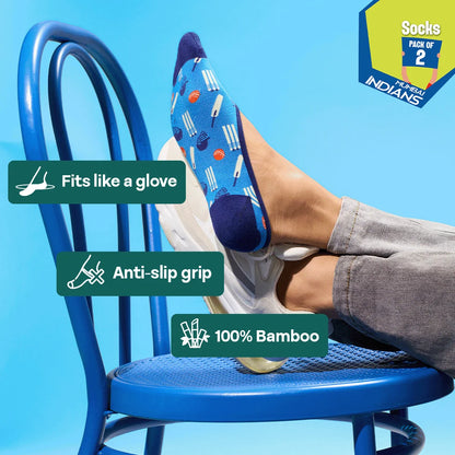 Crickethead! Unisex Socks, 100% Bamboo, No Show, Pack of 2