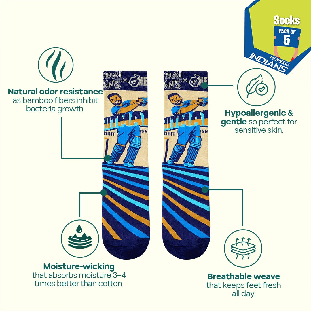 Powerplay Drip! Unisex Socks, 100% Bamboo, Crew Length, Pack of 5