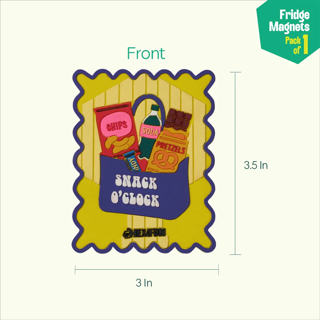Snack O’ Clock! Fridge Magnets, Pack of 1