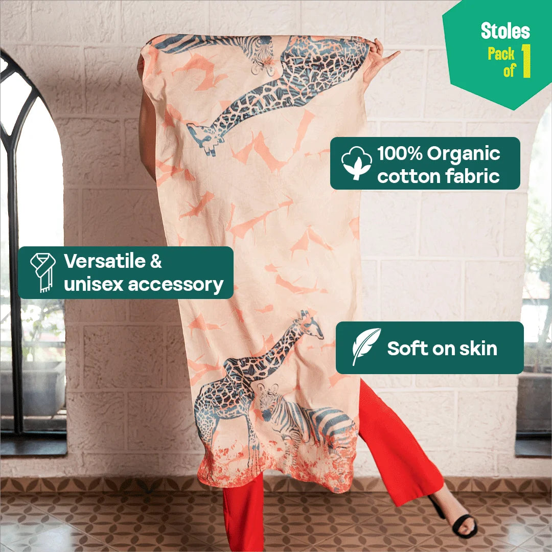 Jungle Book! Women's Stole, 100% Organic Cotton, Pack of 1