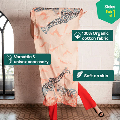 Jungle Book! Women's Stole, 100% Organic Cotton, Pack of 1