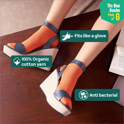 Sparklin' Hot! Tin Gift Box, Unisex Ankle Length, 100% Organic Cotton, Box Of 06