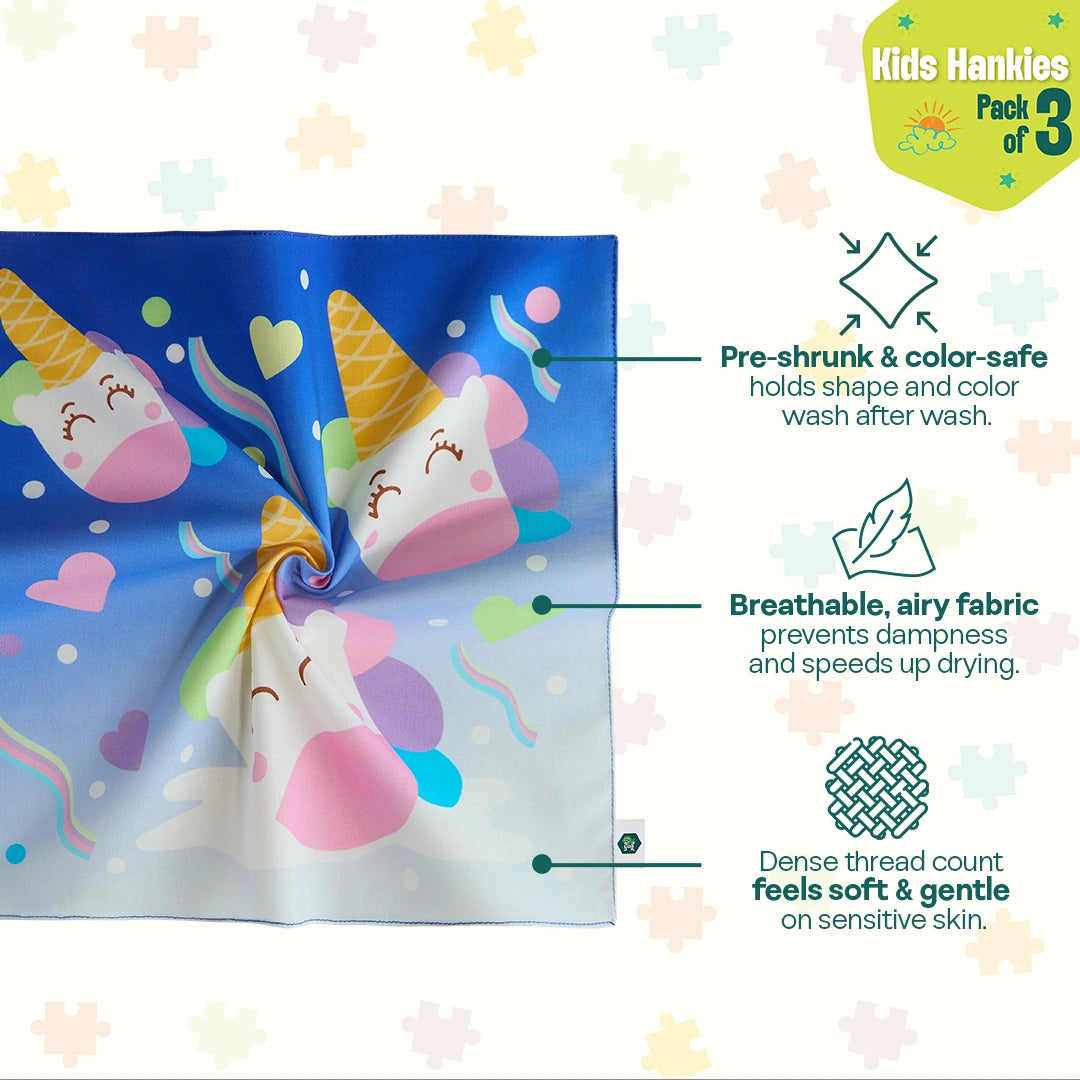 Playstation! Unisex Kid's Hankies, 100% Organic Cotton, Pack of 3